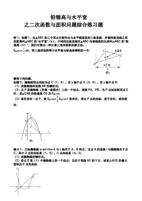 (完整word版)铅锤高和水平宽之二次函数-面积问题综合练习题