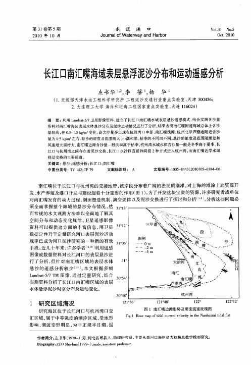 长江口南汇嘴海域表层悬浮泥沙分布和运动遥感分析