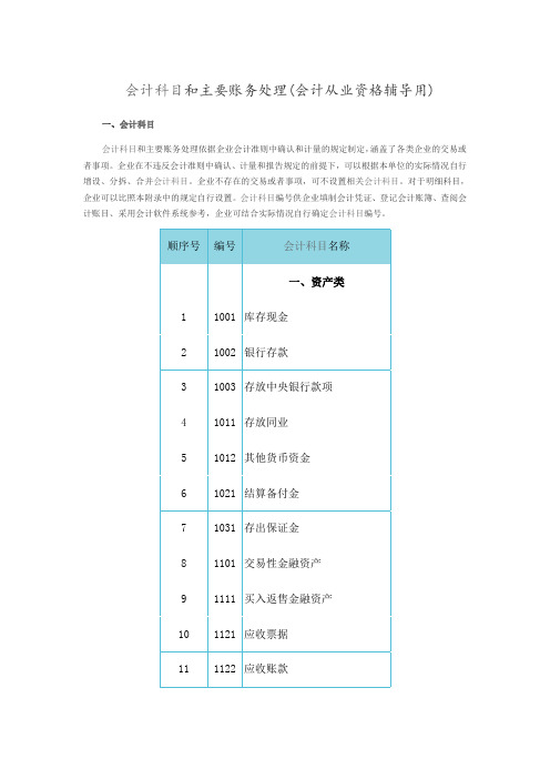 考证2006会计科目和主要账务处理