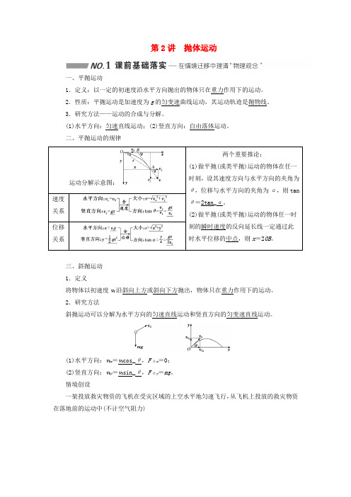 2024届高考物理一轮第四章曲线运动万有引力与航天第2讲抛体运动