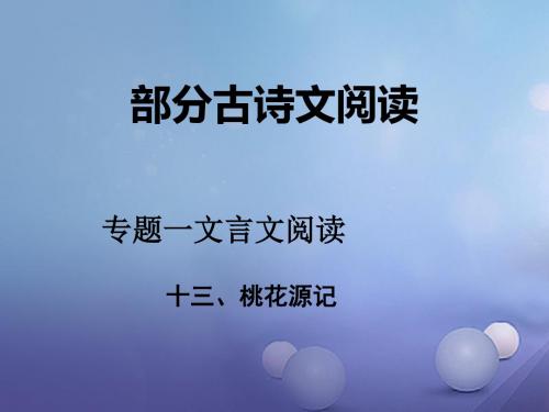 湖南省2017中考语文 第二部分 古诗文阅读 专题一 文言文阅读 十三 桃花源记讲义 语文版