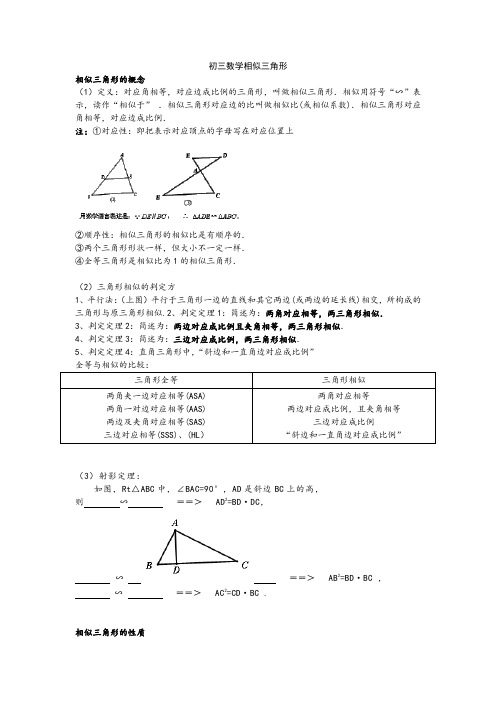 苏科版 初三数学  6.4  探索相似三角形相似的条件讲义(无答案)