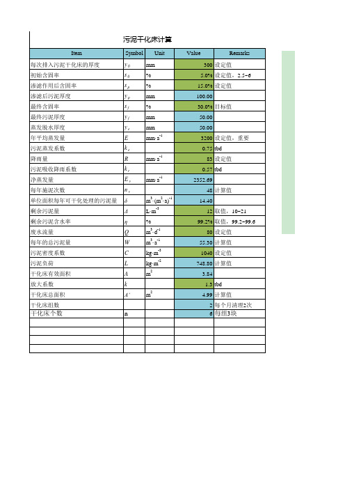 污泥干化床计算