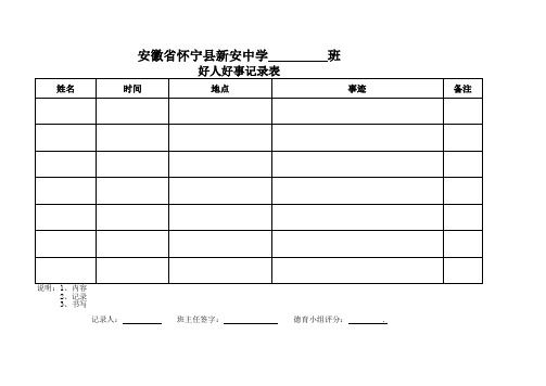 好人好事记录表