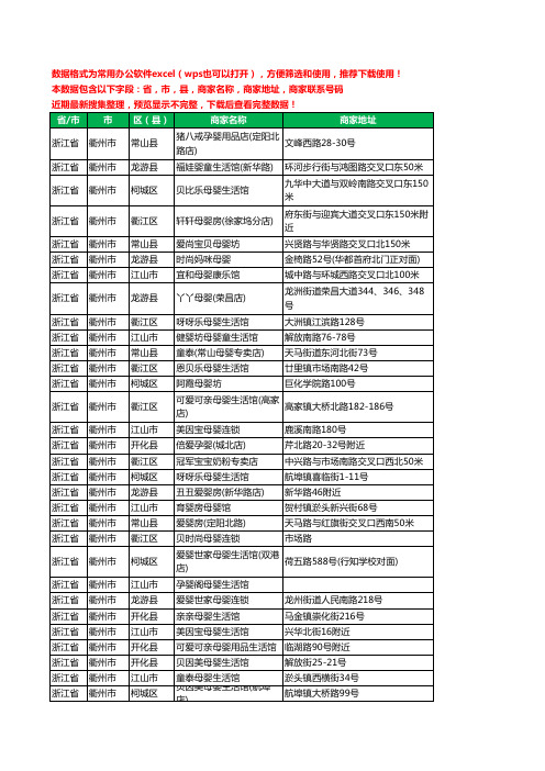 2020新版浙江省衢州市月子服务工商企业公司商家名录名单黄页联系号码地址大全210家