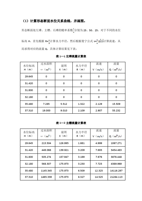 桥涵水文桥渡课程设计计算书