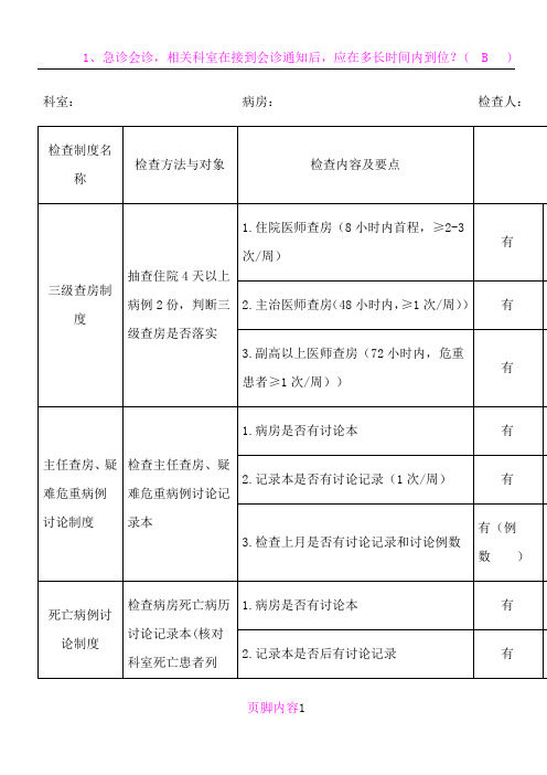 医疗核心制度督查表