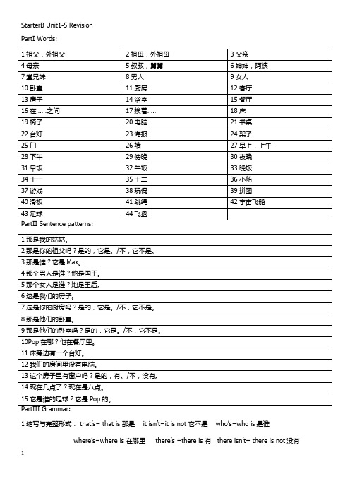 new青少版新概念StarterB U1-5复习测试及总结(精品文档)