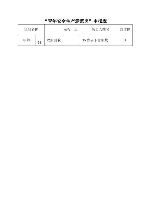 “青年安全生产示范岗”申报表