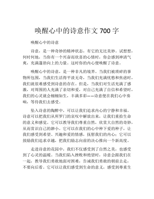 唤醒心中的诗意作文700字