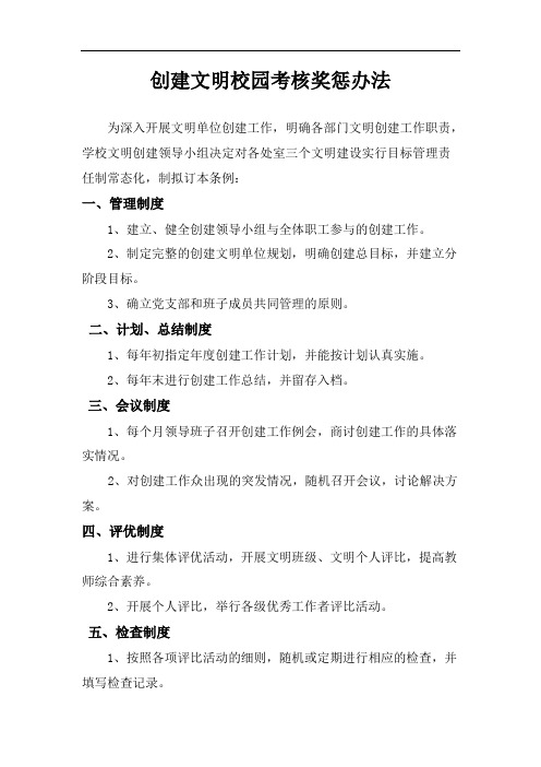 创建文明校园考核奖惩办法