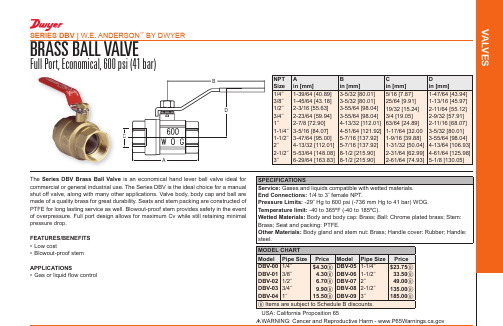 DBV Series 金属泵金属制品手柄球阀说明书