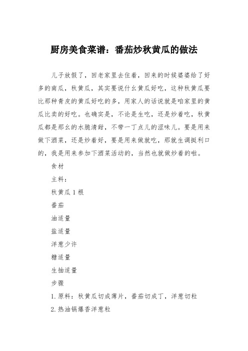 厨房美食菜谱:番茄炒秋黄瓜的做法