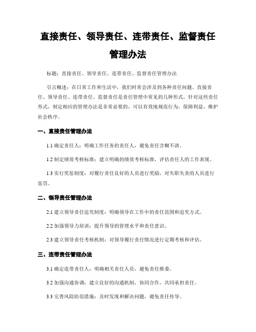 直接责任、领导责任、连带责任、监督责任管理办法