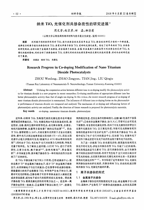 纳米TiO2光催化剂共掺杂改性的研究进展