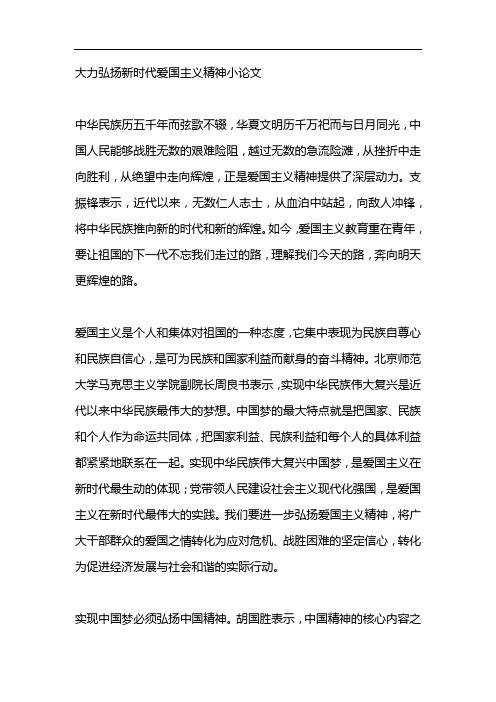 大力弘扬新时代爱国主义精神小论文