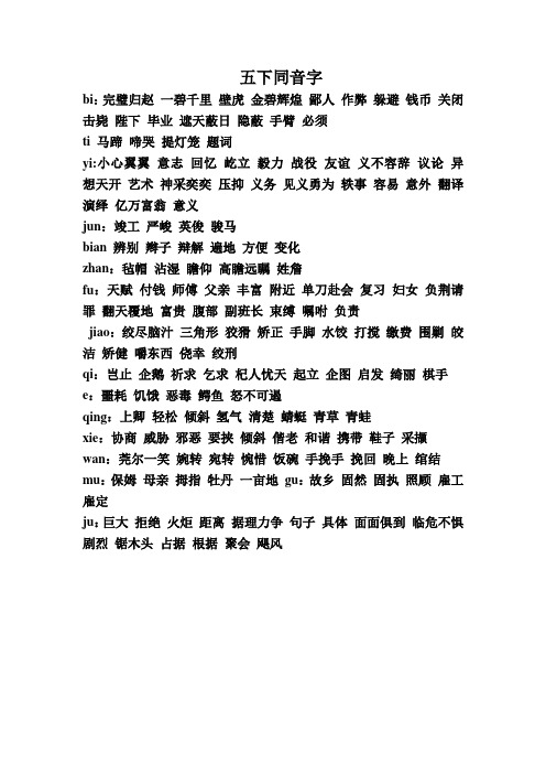 五下同音字