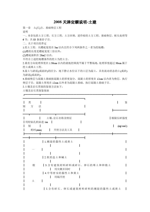 天津08土建定额说明