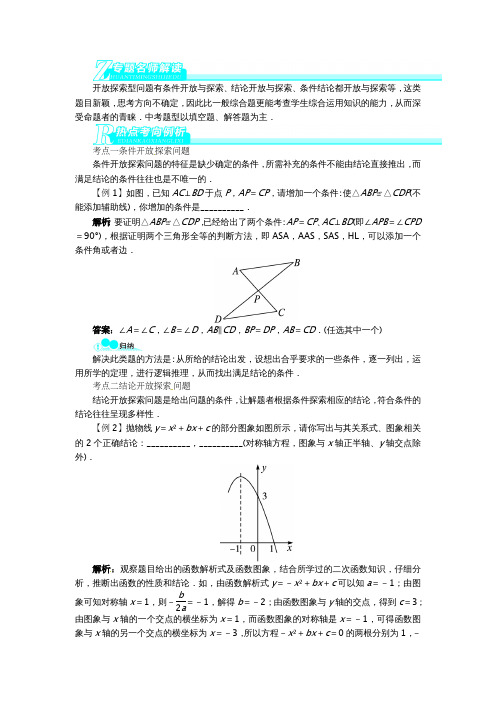 北师大版中考数学专题三《开放与探索》word基础讲练