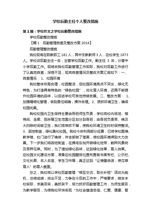 学校后勤主任个人整改措施