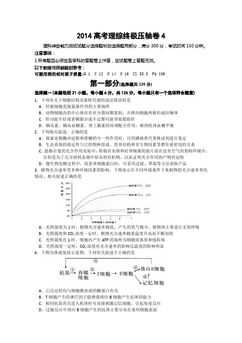 2014高考理综终极压轴卷4