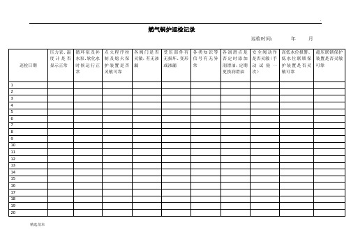 燃气锅炉巡检记录