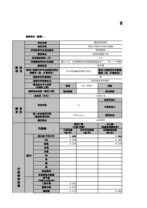 建设项目环境影响报告书审批基础信息表