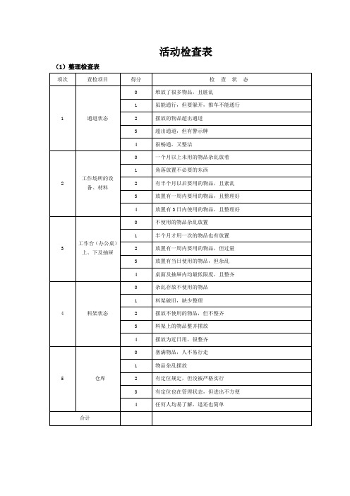 活动检查表