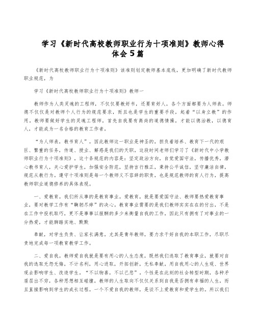 学习《新时代高校教师职业行为十项准则》教师心得体会5篇