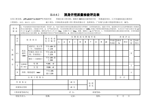 E10.6.2   洞身开挖质量检验评定表