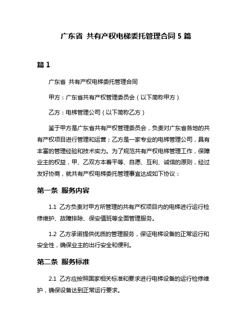 广东省 共有产权电梯委托管理合同5篇