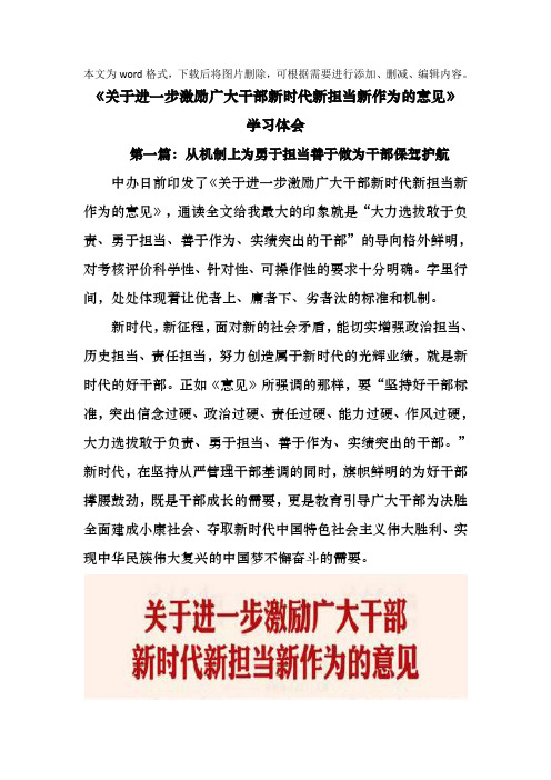 学习《关于进一步激励广大干部新时代新担当新作为的意见》心得体会发言稿讲话稿两篇2