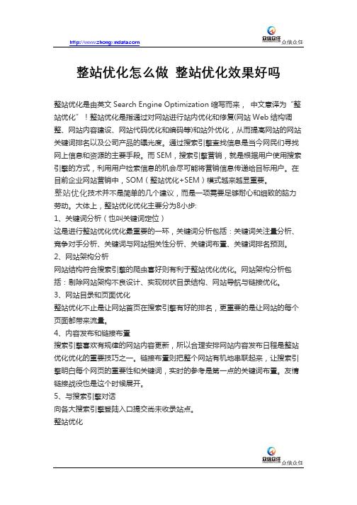 整站优化怎么做 整站优化效果好吗