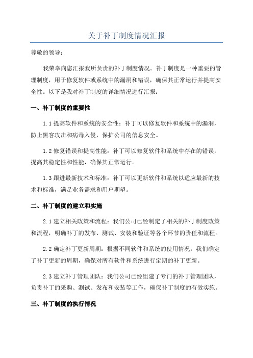 关于补丁制度情况汇报