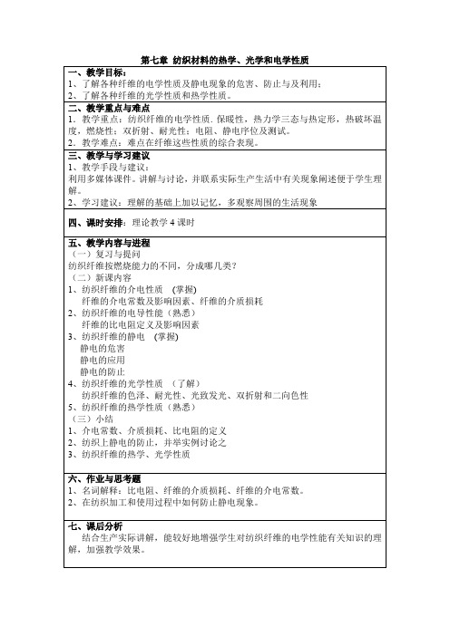 第七章纺织材料的热学、光学和电学性质