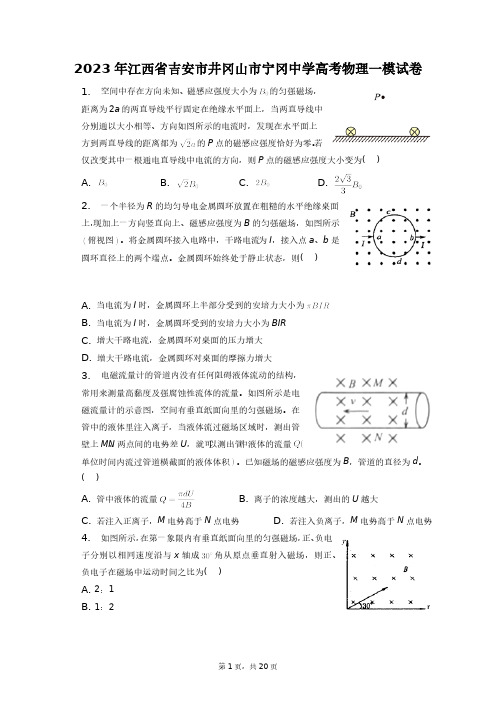 2023年江西省吉安市井冈山市宁冈中学高考物理一模试卷+答案解析(附后)