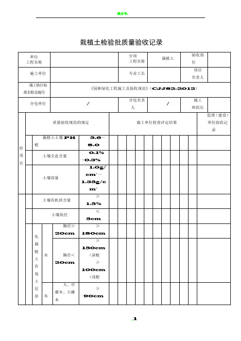 《园林绿化工程施工及验收规范》(CJJ82-2012配套)表格