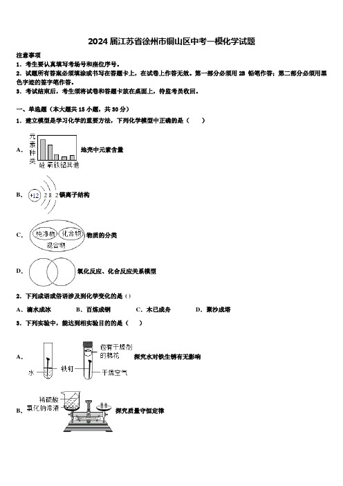 2024届江苏省徐州市铜山区中考一模化学试题含解析