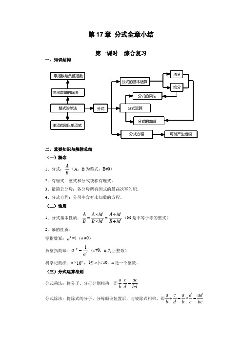 华师大版八年级下册数学分式全章复习及测试小结