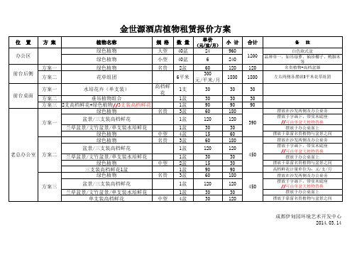 酒店植物租赁报价方案