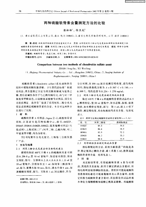 两种硫酸软骨素含量测定方法的比较