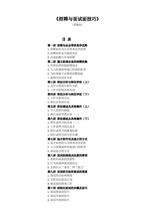 著名讲师招聘技巧讲座课件