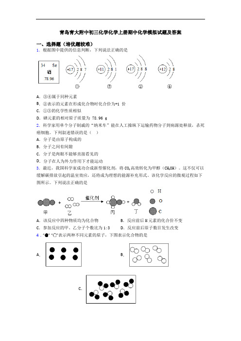 青岛青大附中初三化学化学初三化学上册期中化学模拟试题及答案