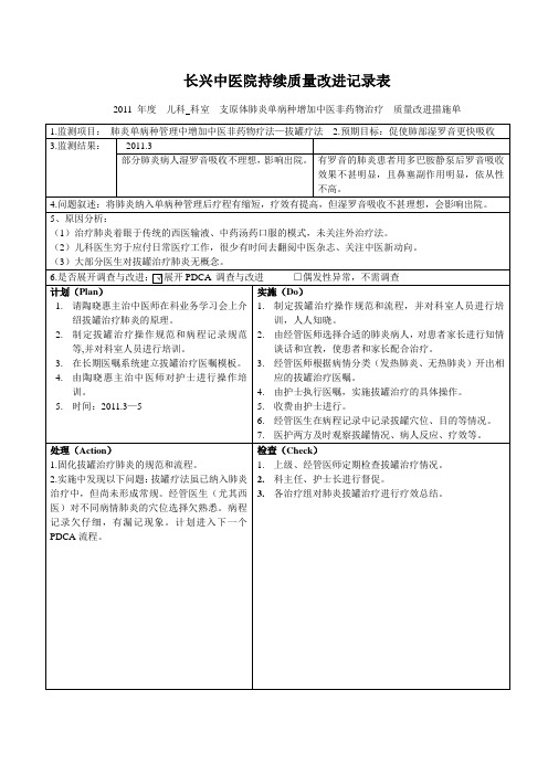 支原体肺炎单病种PDCA1