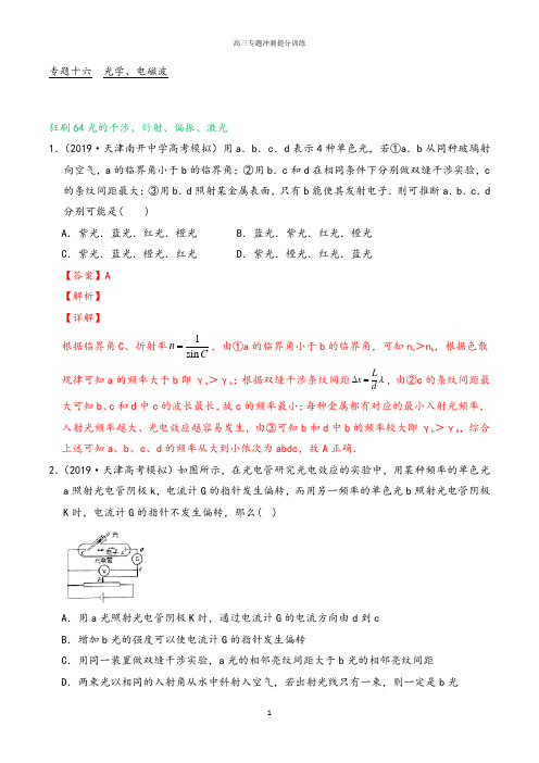 【冲刺必刷】狂刷64 光的干涉、衍射、偏振、激光-《小题狂刷》2020年高考物理(解析版)