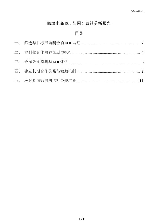 跨境电商KOL与网红营销分析报告