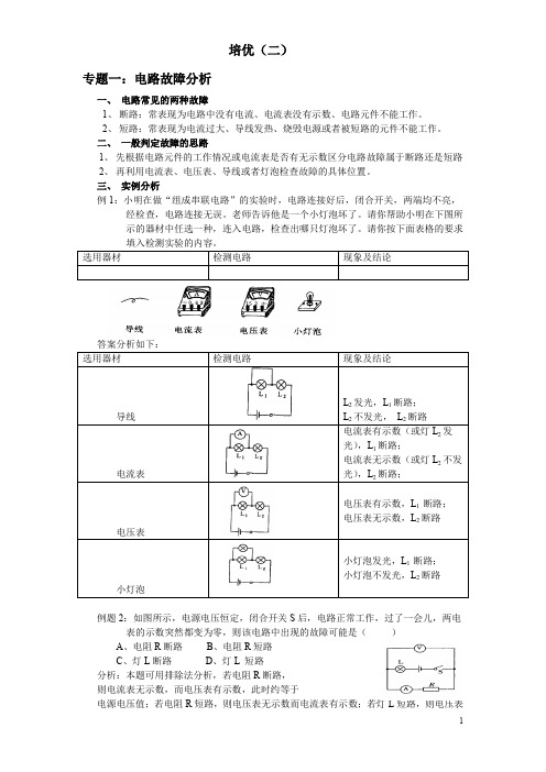 初中物理电学毛病专题习题