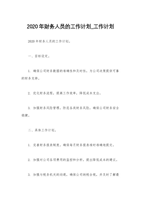 2020年财务人员的工作计划_工作计划