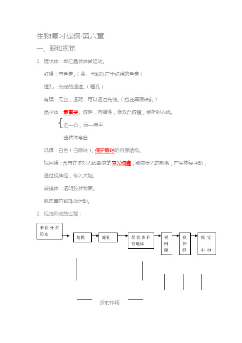 人教版七年级生物第六章复习提纲