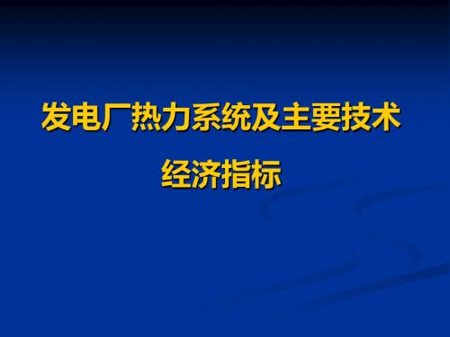 发电厂热力系统及主要技术指标资料